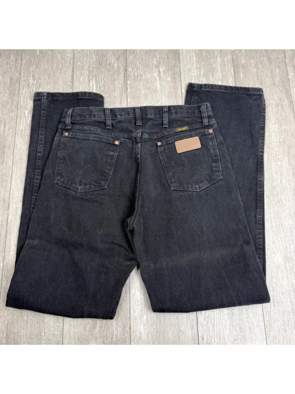 Vintage Mens Wrangler Cowboy Cut Black Straight Leg Denim Jeans Size 32 x 34